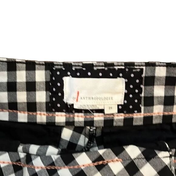 Anthropologie black and white checkered shorts stretchy material size 29 - Picture 3 of 4